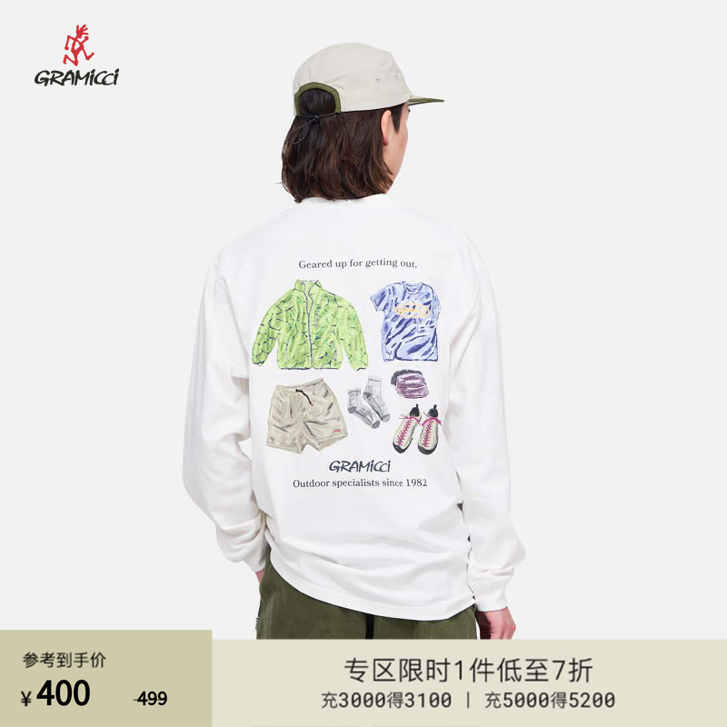 【25春】GRAMICCI小野人新品印花图案圆领长袖T恤T166情侣款T恤