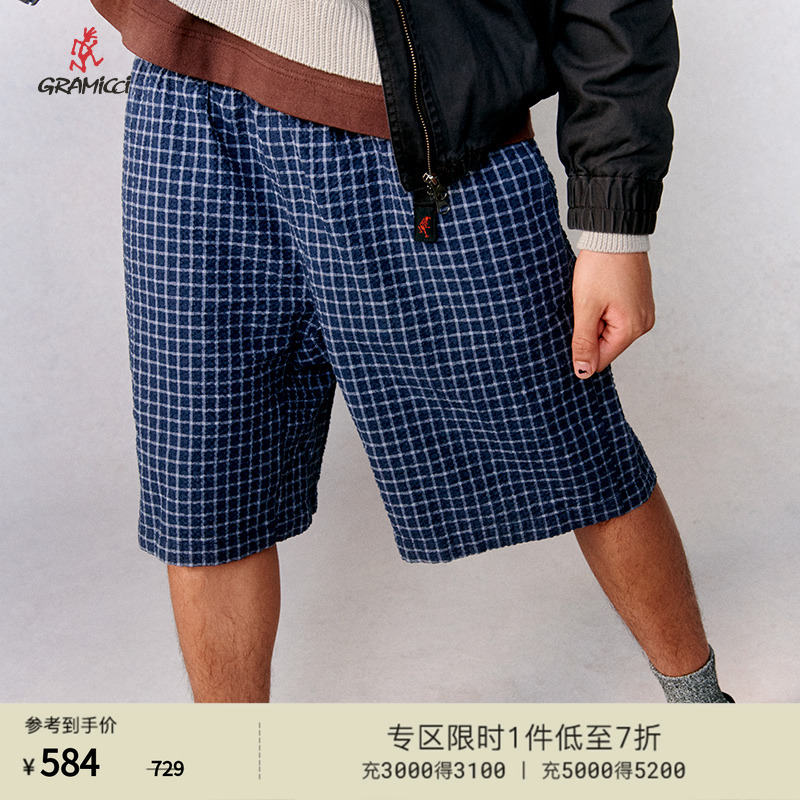 【25春】gramicci小野人春夏新品格纹全棉泡泡纱短裤P045