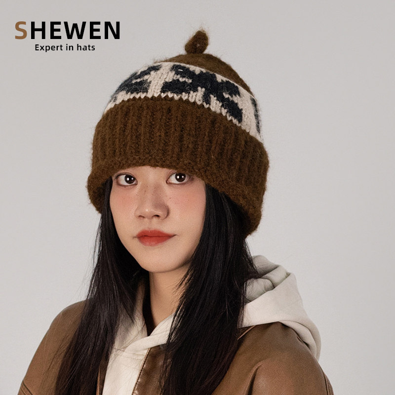 费尔岛风大头围女加厚复古字母百搭加厚毛线帽保暖护耳针织帽时尚,服饰配件/皮带/帽子/围巾,帽子,淘宝优惠券,粉丝福利购,淘宝优惠卷