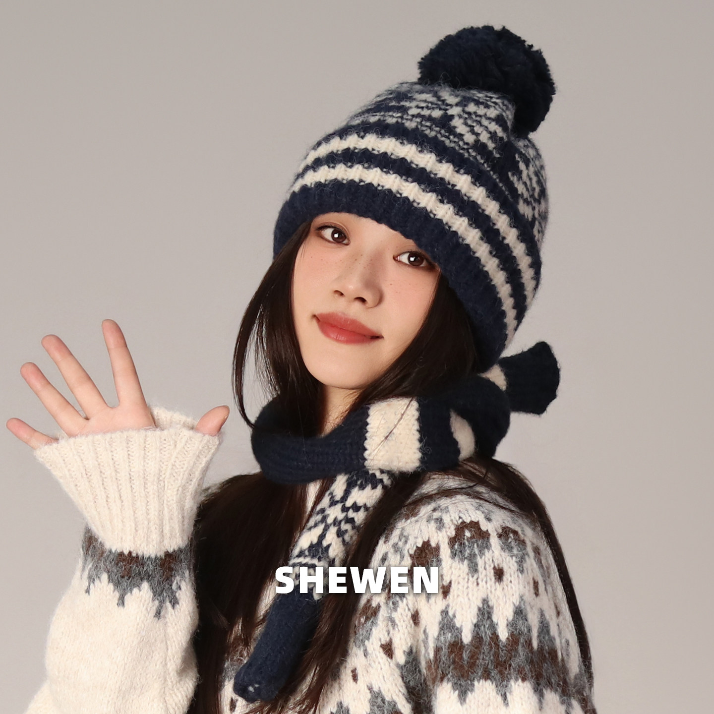 费尔岛风复古提花针织帽子女秋冬保暖护耳围巾毛线帽显脸小包头帽,服饰配件/皮带/帽子/围巾,帽子,淘宝优惠券,粉丝福利购,淘宝优惠卷