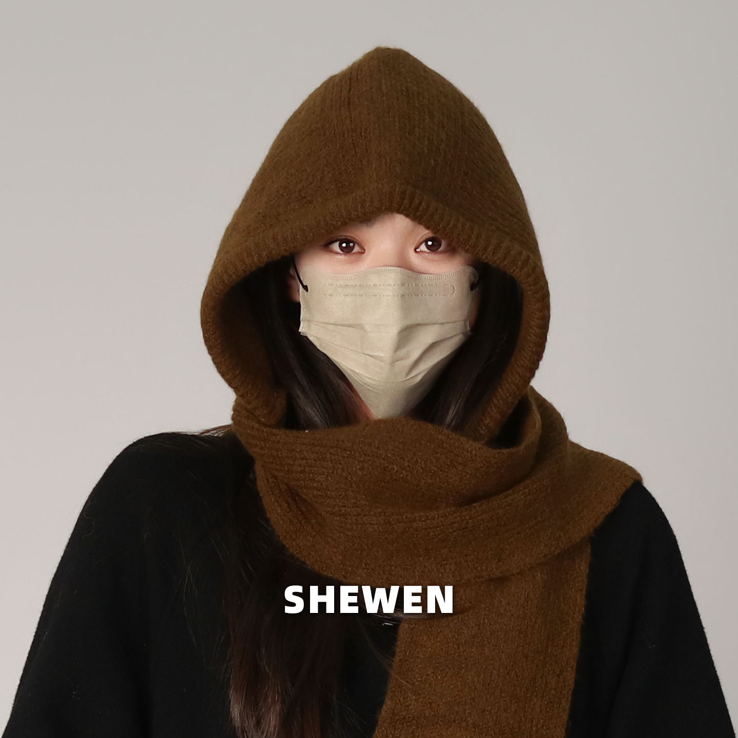 连帽子围巾一体保暖大头围