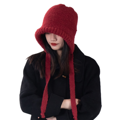 红色包包帽一帽两用显脸小