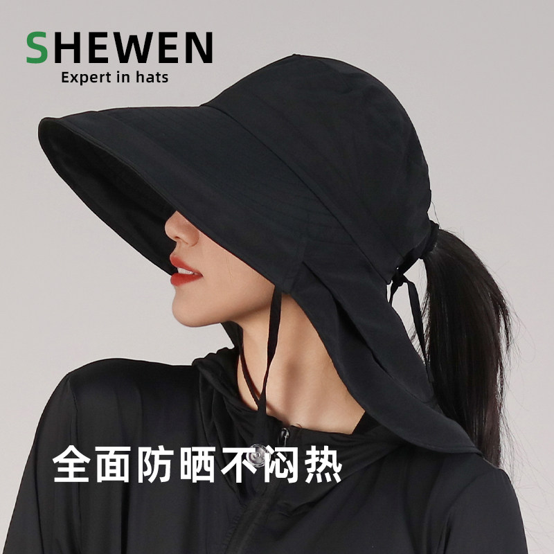 可扎马尾可折叠户外防晒帽子