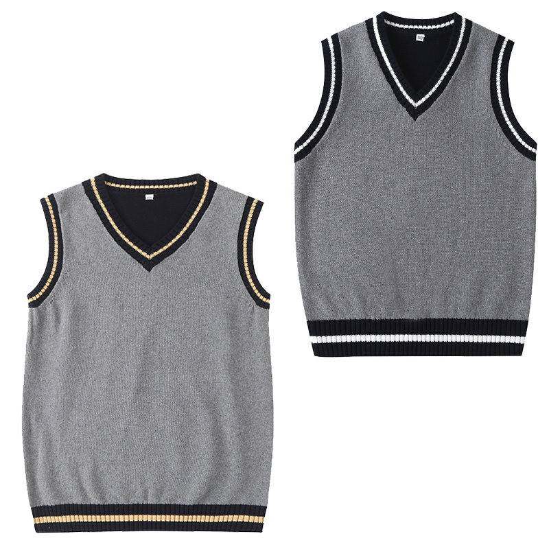 春秋季马甲毛衣校服英伦学院小学生男女童洋派 V领针织衫背心毛线