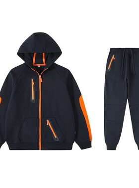 小学生校服春秋套装英伦风儿童外套橙色拉链连帽休闲班服学院纯棉