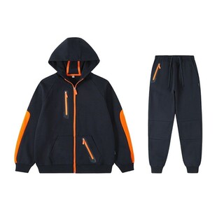 小学生校服春秋套装英伦风儿童外套橙色拉链连帽休闲班服学院纯棉