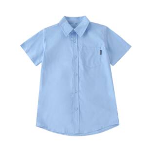 小学生短袖丁香紫蓝色衬衫百搭女童透气衬衫蝴蝶结袖口英伦风纯棉