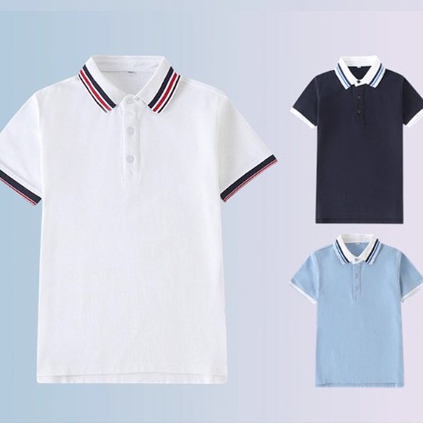 中小学生校服套装学院风英伦风园服夏季T恤POLO白色男女童T恤纯棉