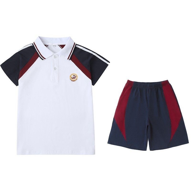 清江外国语学校 校服现货小学生短袖英伦风徽章校服徽章胸标纯棉T