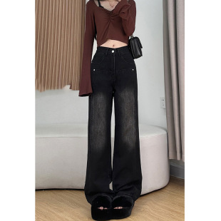 显瘦拖地辣妹直筒裤 韩版 潮 女垂感宽松秋冬新款 859慵懒阔腿牛仔裤