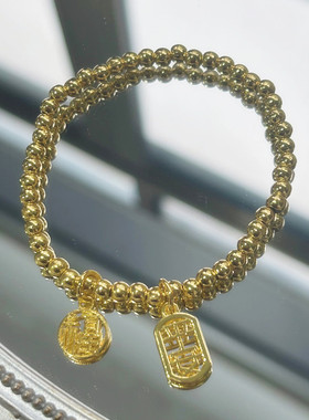 时尚新款平安福字手链女轻奢小众精致银色手链闺蜜手串