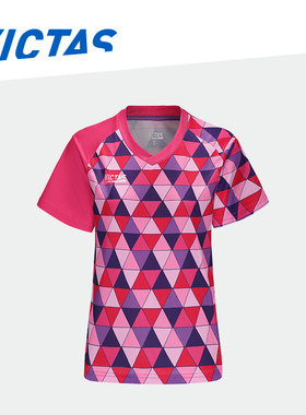 VICTAS维克塔斯乒乓球女款比赛服运动短袖T恤V领