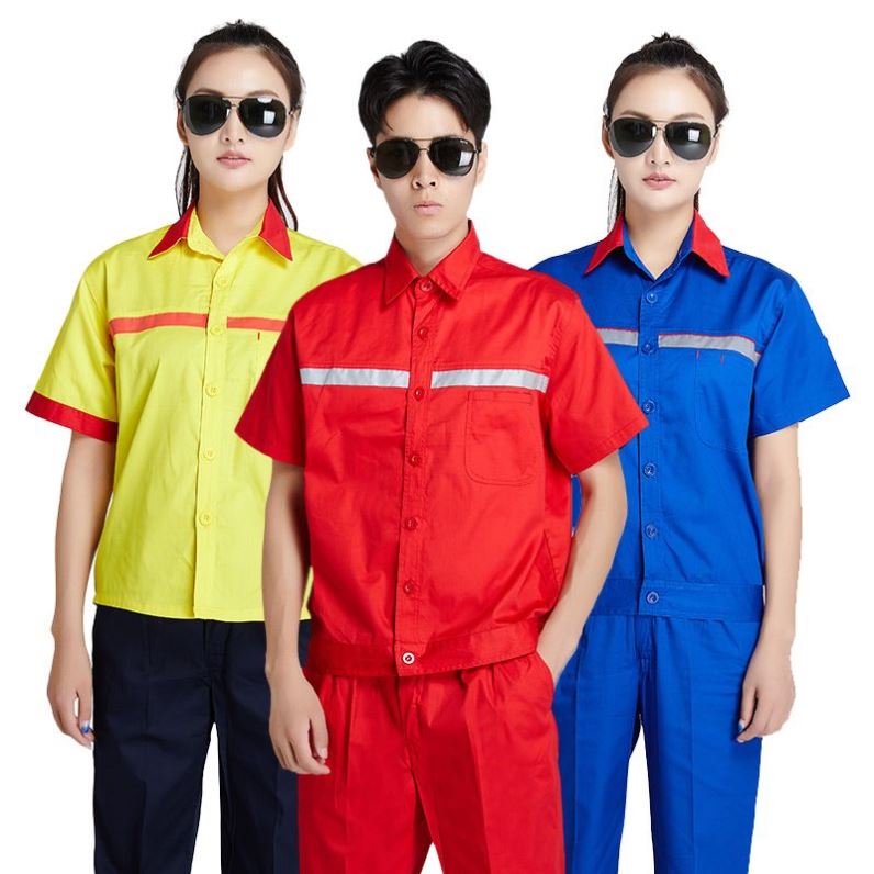 加油站防静电工作服透气耐磨工程服套装防护服短袖半袖夏装定制