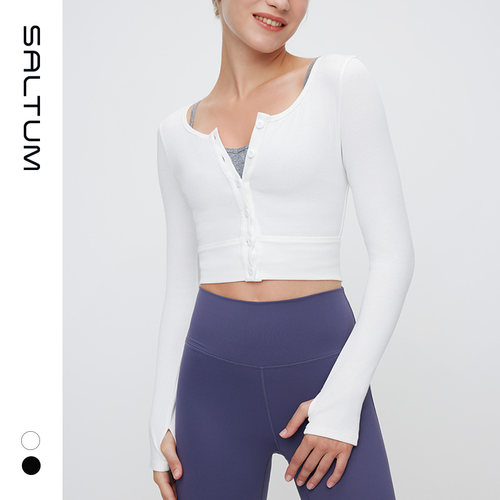 Saltum瑜伽服外套纯棉针织小开衫