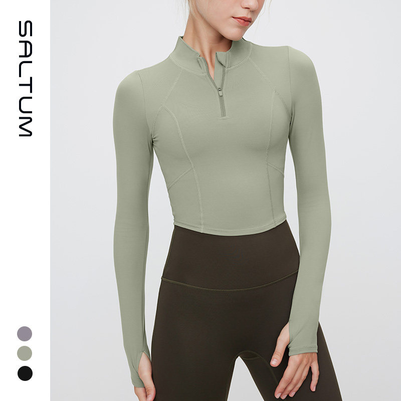 瑜伽服上衣女长袖紧身速干运动罩衫大码普拉提训练健身服外套秋冬