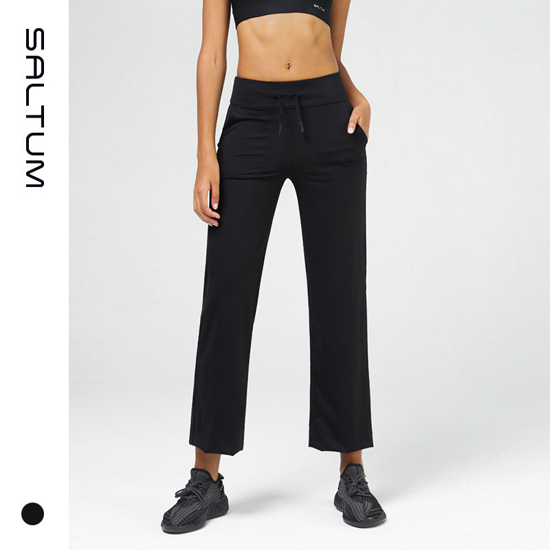 saltum运动长裤黑色直筒宽松垂感高腰显瘦休闲瑜伽健身裤女士新款