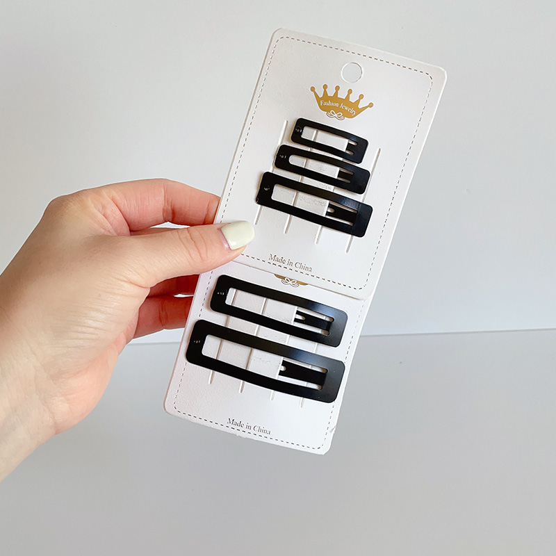 黑色长方形碎发儿童发夹小号