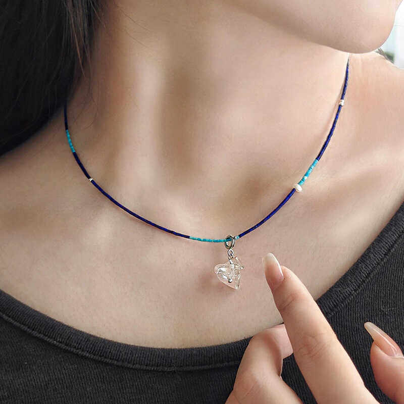 高级感青金石小众手串锁骨链男女