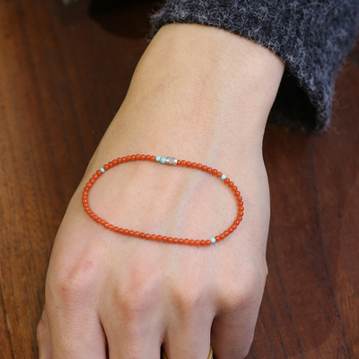 气质女款2毫米南红中国红手串