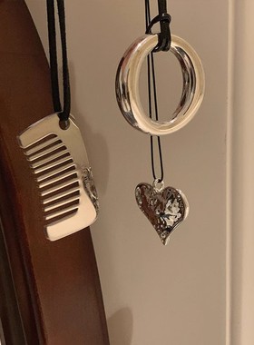 挂脖配饰黑绳长款毛衣链一梳百顺