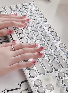 无线蓝牙机械键盘蒸汽朋克青轴104键复古通用女生高颜值键盘三模