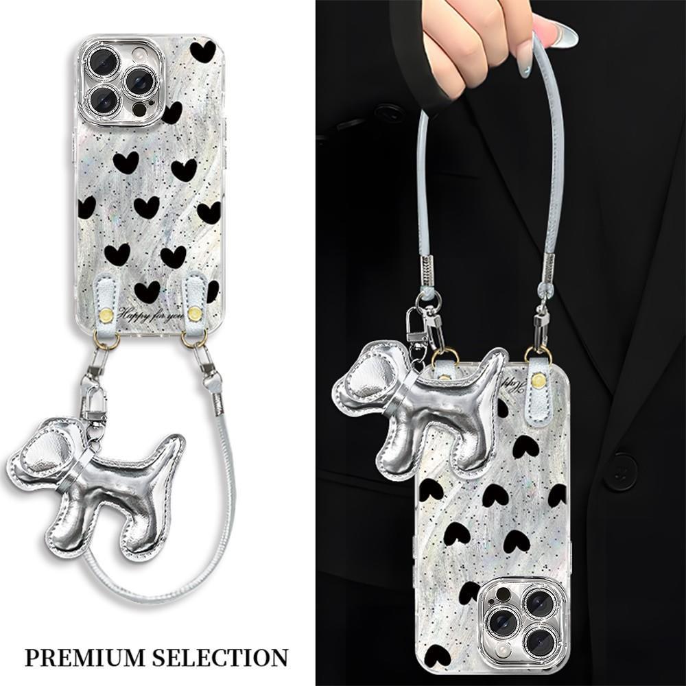 波点黑爱心适用于苹果17手机16壳15保护iPhone14套13硅胶全包12pr保护套外壳防摔卡通男女全包网红新款