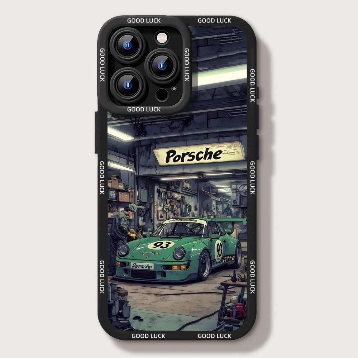 线稿跑车适用苹果16手机壳iphone16新款pro可爱14卡通max女13保护套外壳防摔卡通男女新款全包小众