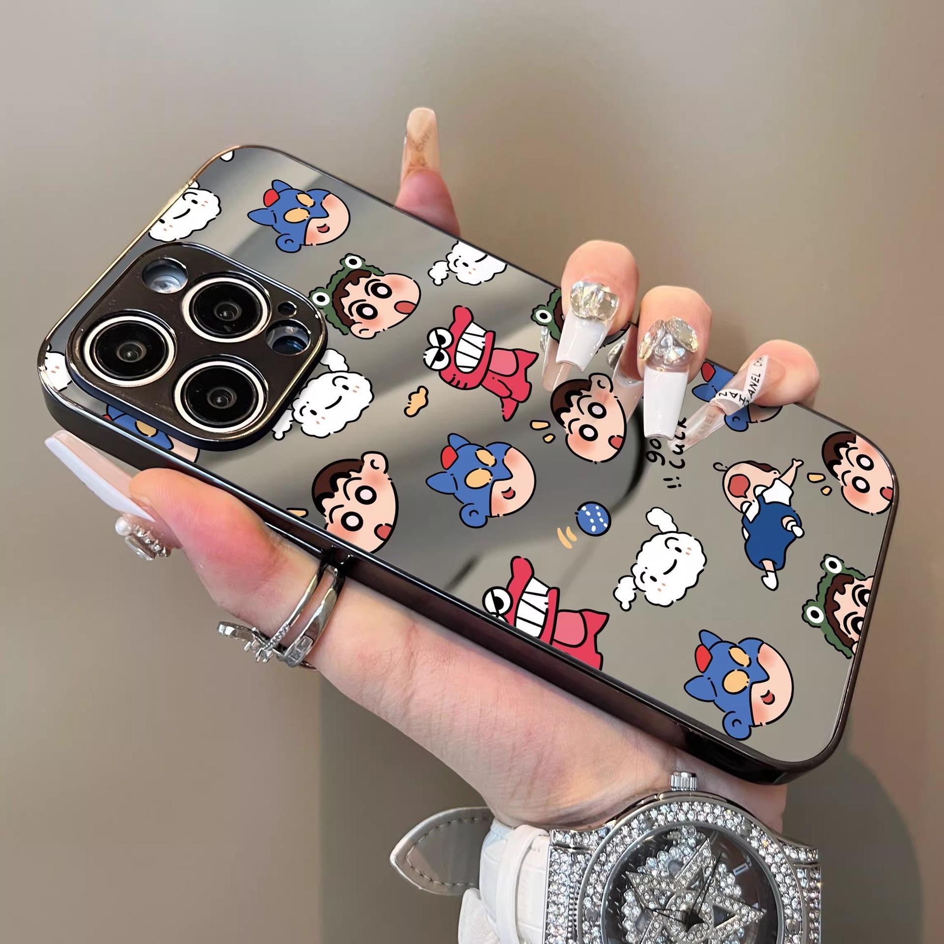 恐龙小新适用苹果17promax个性16新款15手机壳iPhone14镜面创意13保护套外壳防摔卡通男女全包网红新款