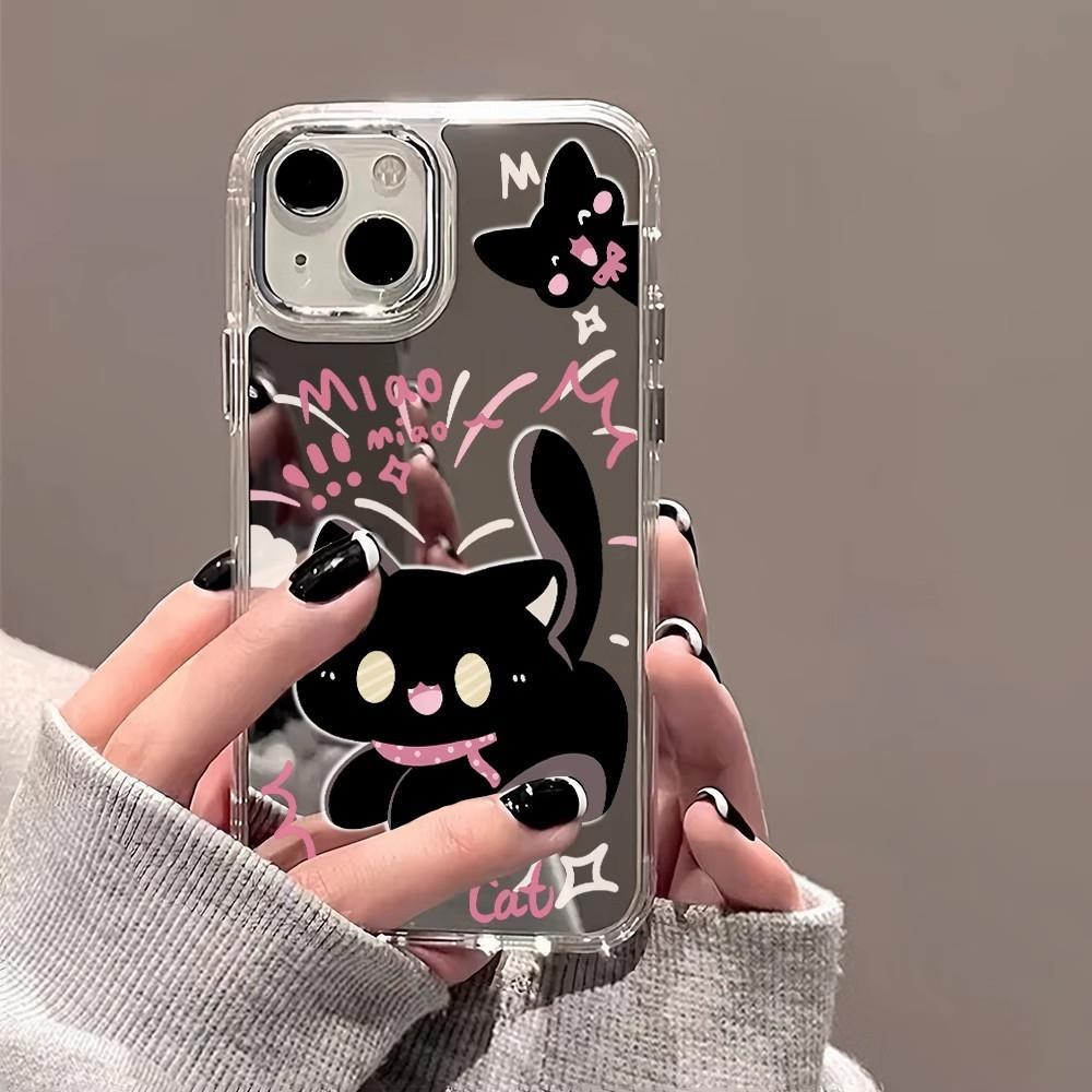 奶凶黑猫适用苹果16Pro手机壳iPhone15/13promax卡通14新款11保护套外壳防摔卡通男女全包网红新款