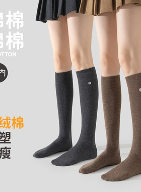 有内小腿袜子女压力显瘦春秋款棉袜抗菌女生jk黑色配乐福鞋长袜子