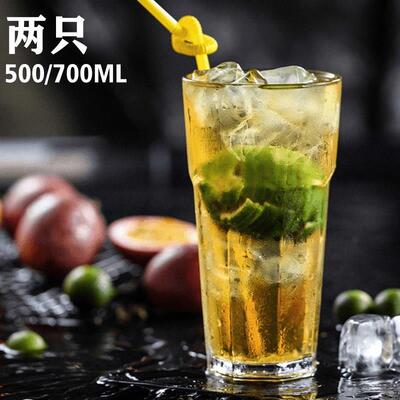 八角冷饮杯玻璃杯饮品杯果汁杯饮料杯水杯500/700ml奶茶杯