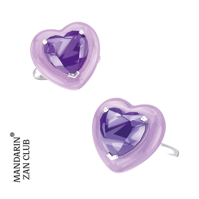 赞符思 国潮复古小众紫琉璃钻石爱心y2k开口戒指新款指环女高级感