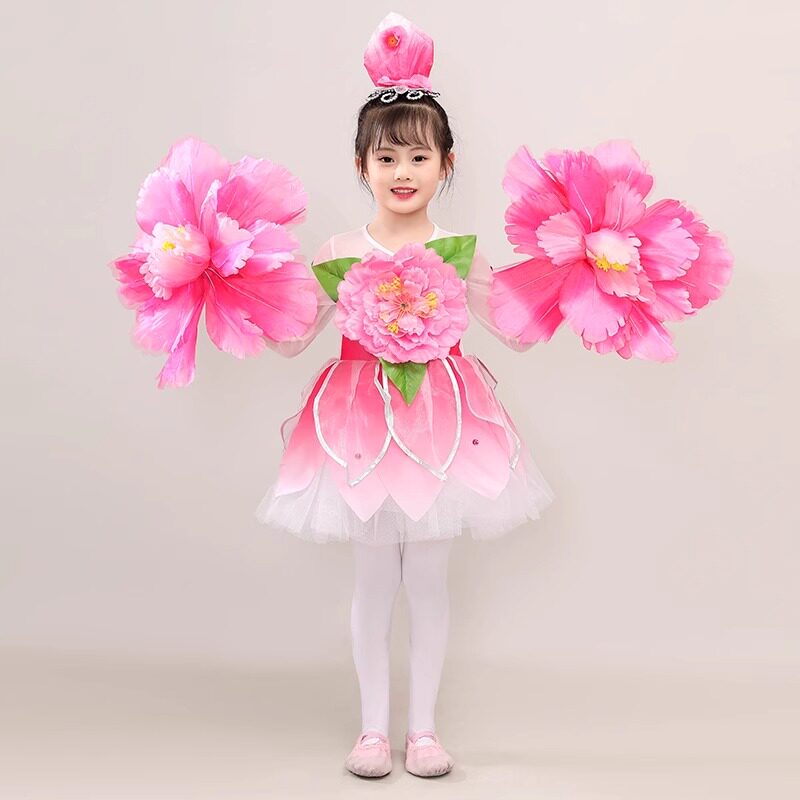 桃花朵朵开演出服儿童蓬蓬裙幼儿园花仙子祖国的花朵舞蹈道具六一