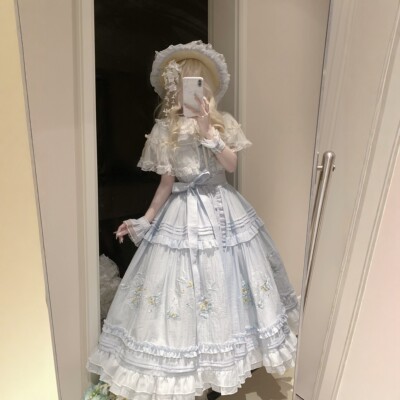 lolita候鸟定金 枕边童话原创田园风JSK清楚系连衣长裙刺绣洛丽塔
