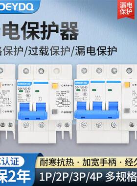 上海人民 DZ47LE空气开关1P2P3P4P100a漏电空气开关断路器6a-125a