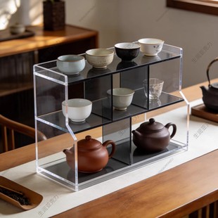 亚克力透明多宝格收纳架桌面茶具展示架简约免安装置物架轻奢定制