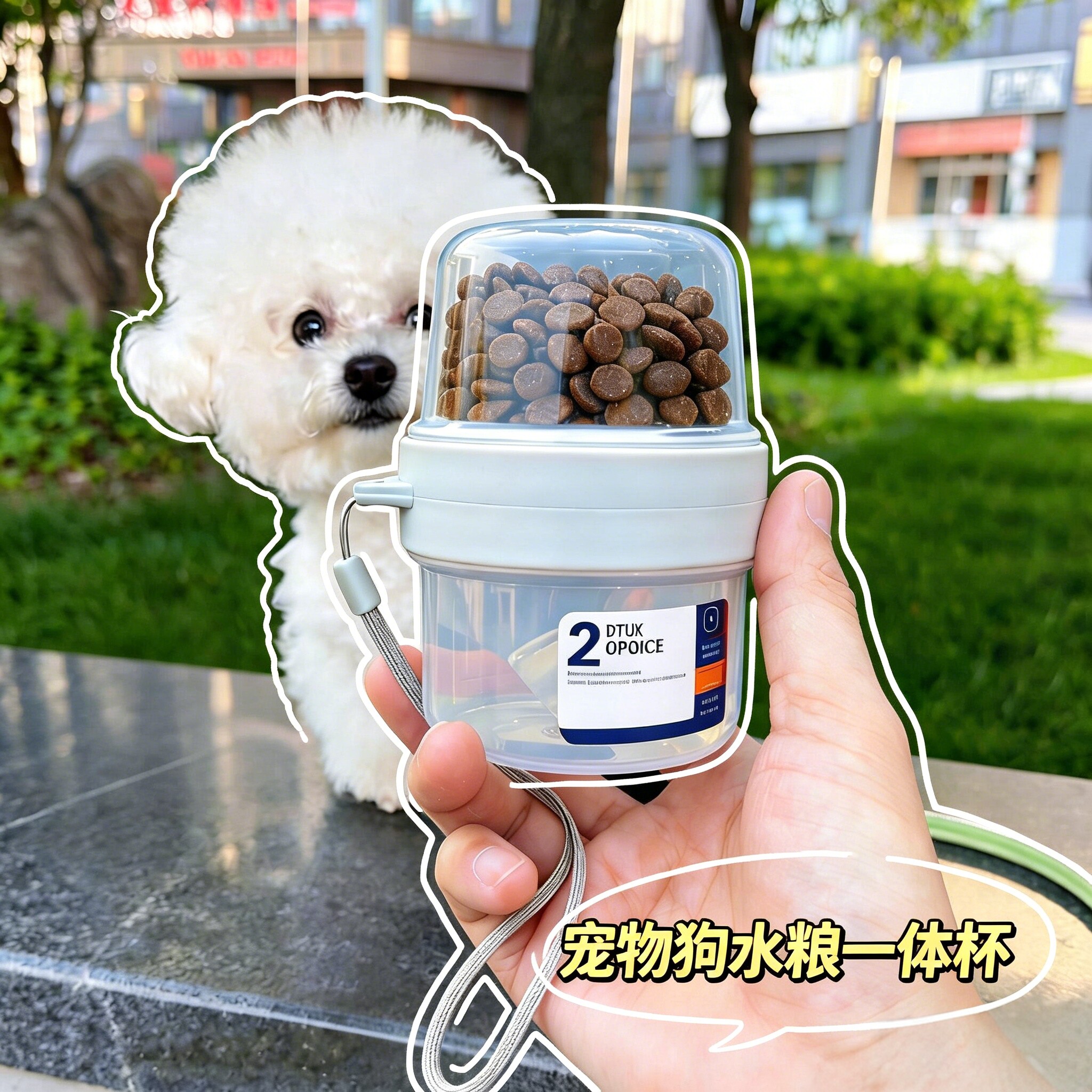 狗狗外出水杯二合一便携式户外宠物喂水器新款双层狗粮密封储存盒