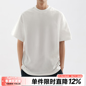 打底衫 嘿马七作小领口300g重磅半高领日系男短袖 T恤潮夏半袖 情侣