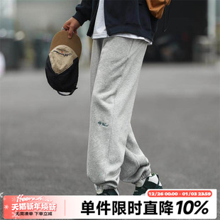 340gHEEMKIZOO日系复古春秋男刺绣直筒束脚卫裤 休闲百搭运动长裤