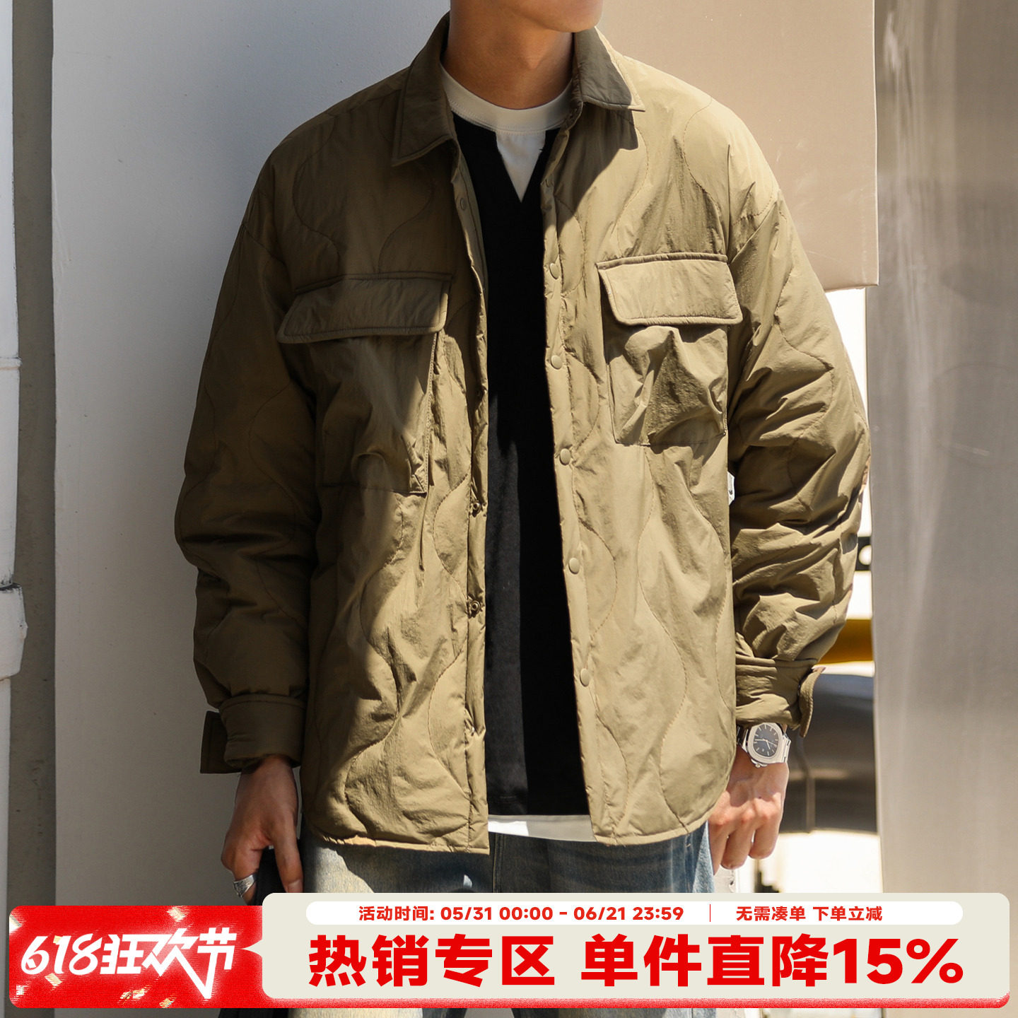 HEEMKIZOO美式复古工装保暖羽绒服男秋冬休闲棉衣口袋外套上衣潮