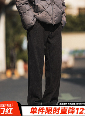 HEEMKIZOO日系复古冬季男款户外休闲裤星空纹斜纹毛呢直筒裤子潮