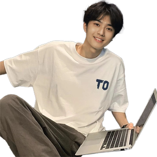 美式复古短袖T恤男款oversize夏季ins潮牌纯棉潮流半袖体恤上衣服