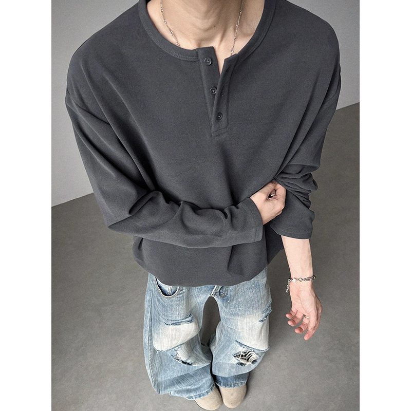 颖膝亨利领德绒打底衫男款冬季