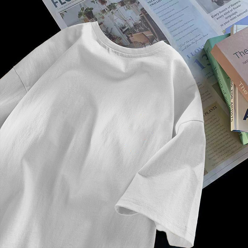 Pure Cotton Short-Sleeve T-Shirt for Men, Summer ins Trendy Brand Hong Kong Style Design, Niche Trendy Loose Fit Half-Sleeve Top