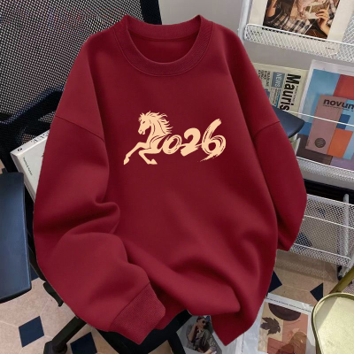 颖膝美式重磅圆领卫衣男款秋冬季