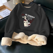 重磅羊羔绒卫衣男款冬季港风宽松青少年潮流加绒加厚保暖上衣外套