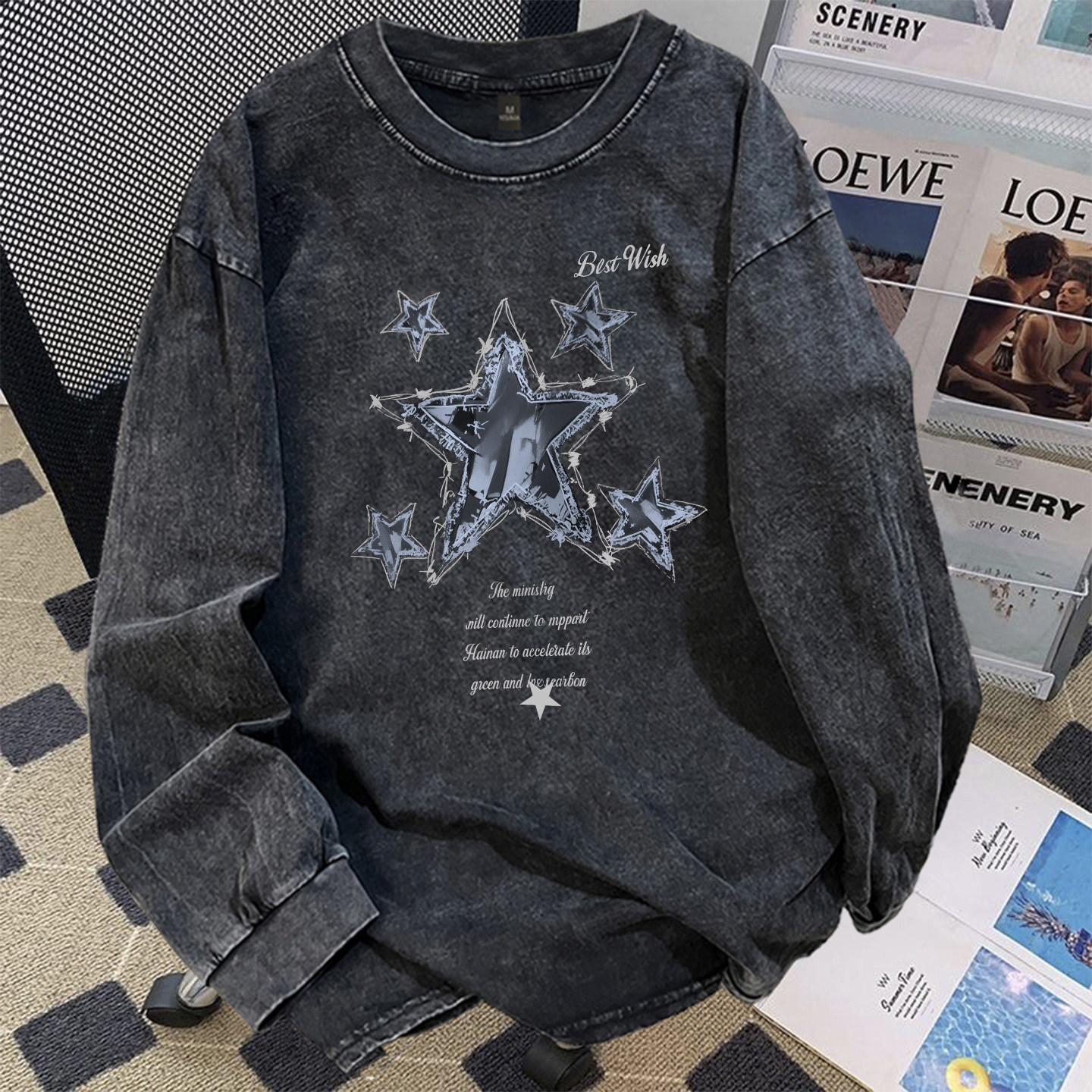 美式潮牌长袖t恤男款春秋季高街复古水洗做旧圆领内搭打底衫上衣,男装,T恤,淘宝优惠券,粉丝福利购,淘宝优惠卷