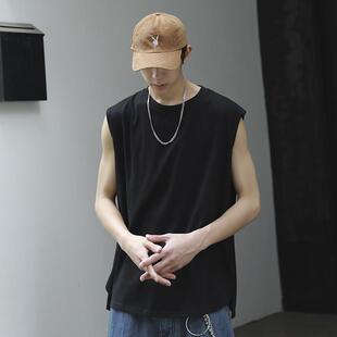 潮流运动健身港风衣服 t恤个性 夏季 潮牌ins坎肩背心男宽松纯棉无袖
