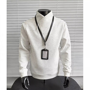 美式立领半拉链卫衣男款春秋季重磅潮牌宽松休闲运动打底衫上衣服