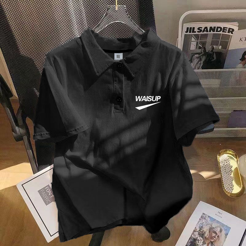 重磅polo衫短袖男款ins潮牌夏季宽松纯棉百搭半袖体恤翻领上衣服
